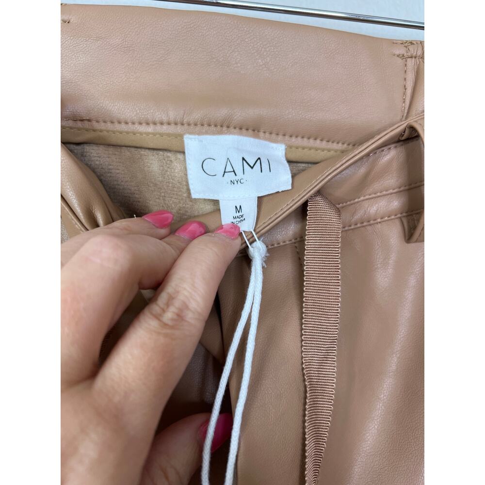 NWT Cami NYC Adene Vegan Leather Camel Cropped Drawstring Pant in Cortado - Picture 7 of 9